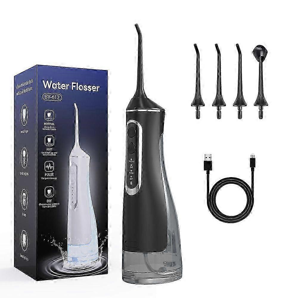 Cordless and Rechargeable Water Flosser - 320ML Water Tank Oral Irrigator, 4 Jet Tips,4 Pressure Modes - IPX8 Waterproof and Travel Friendly for Denta