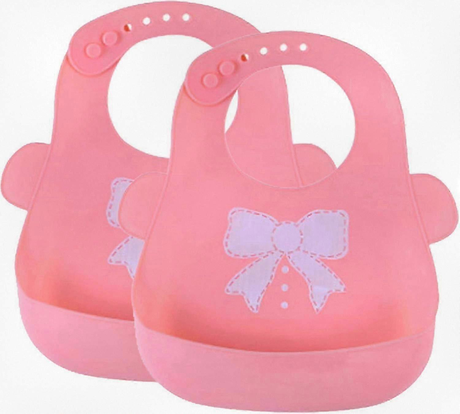 2 عبوة مريلة سيليكون مقاومة للماء لتغذية الرضع مع جيب طعام ، تصميم ناعم قابل للطي ، تنظيف سريع 2025