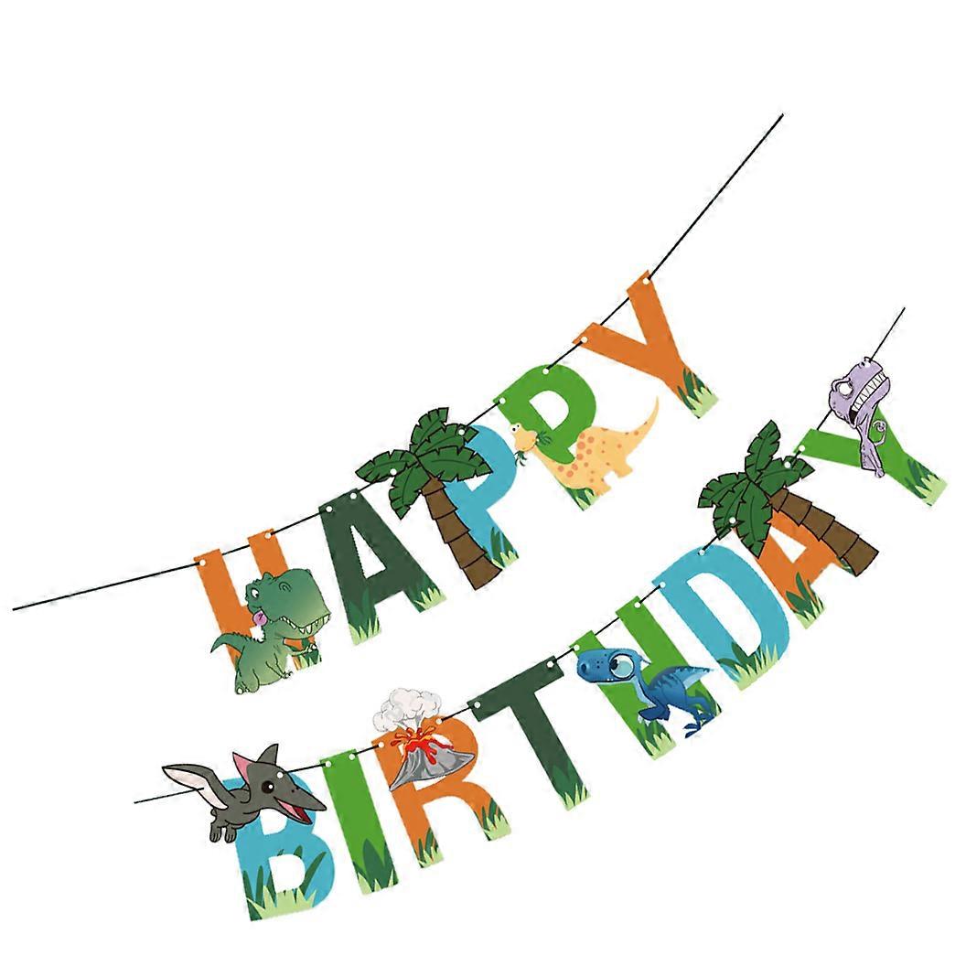 Dinosaur Themed Party Supplies Cartoon Dinosaur Birthday Banner Bunting Kindergarten Children Assorted Color 20x16cm 1Set