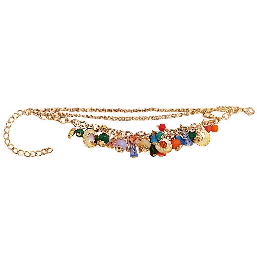 Multi Layer Chain Bracelet Crystal Beaded Bracelet Retro Design Glass Crystal Material Unisex 22x3cm 1Pcs