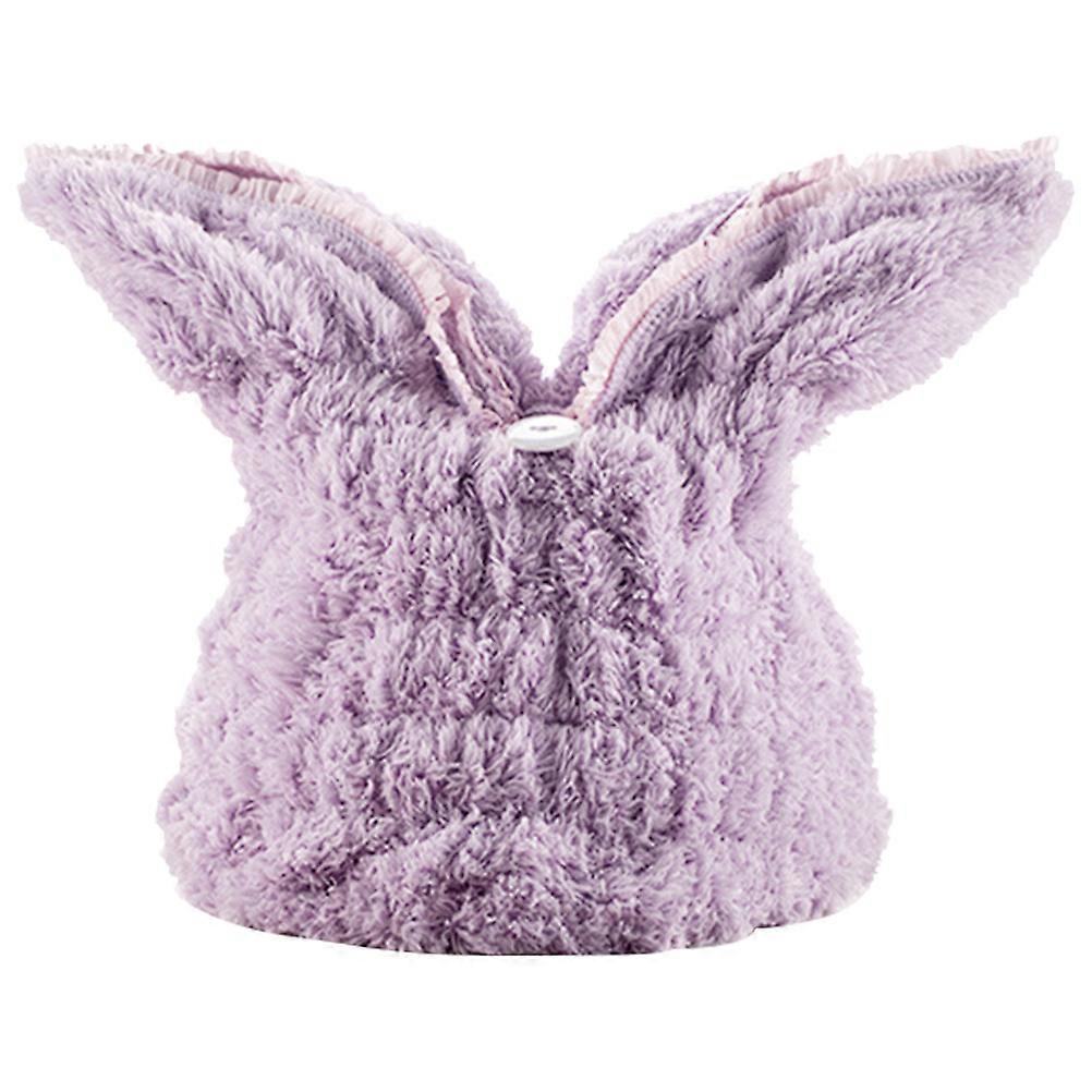 Thickened Rabbit Ear Bath Cap for Women – Elastic Design, One Size Fits All, for Spa & Makeup Use – Purple