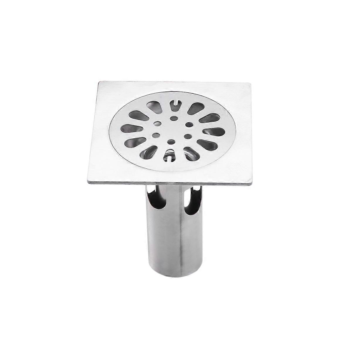 Bathroom Drain Cover Floor Sink Drain Cover Debris Filtration Odor Prevention Square Silver 10 x 10 x 8 Cm 1Pcs
