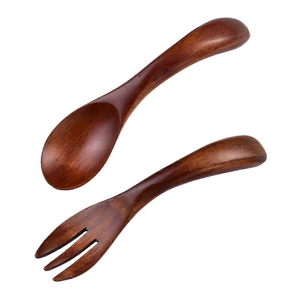 Practical Brown Plastic Spoon and Fork Set for Kids with Durable Quality 1 Set