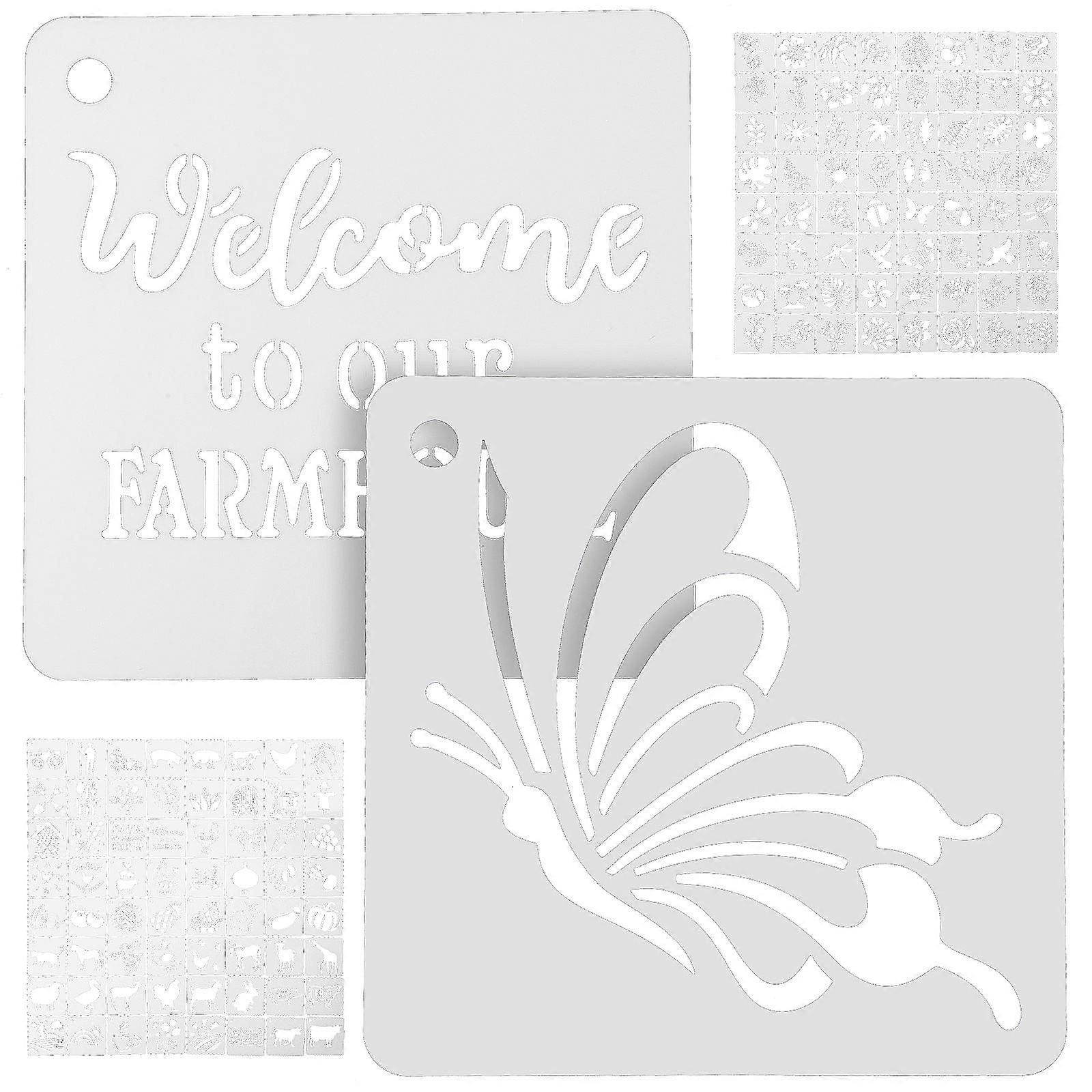 Flower Drawing Stencils Craft Stencils Scrapbooking Templates For Artists Square Shape Assorted Color 128Pcs