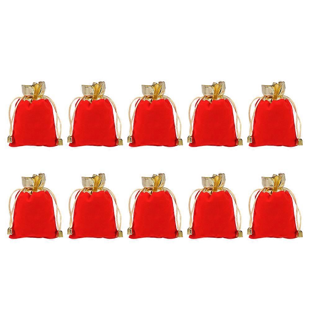 Small Storage Bag Red Drawstring Pouch For Travel Business Display Sample 10Pcs
