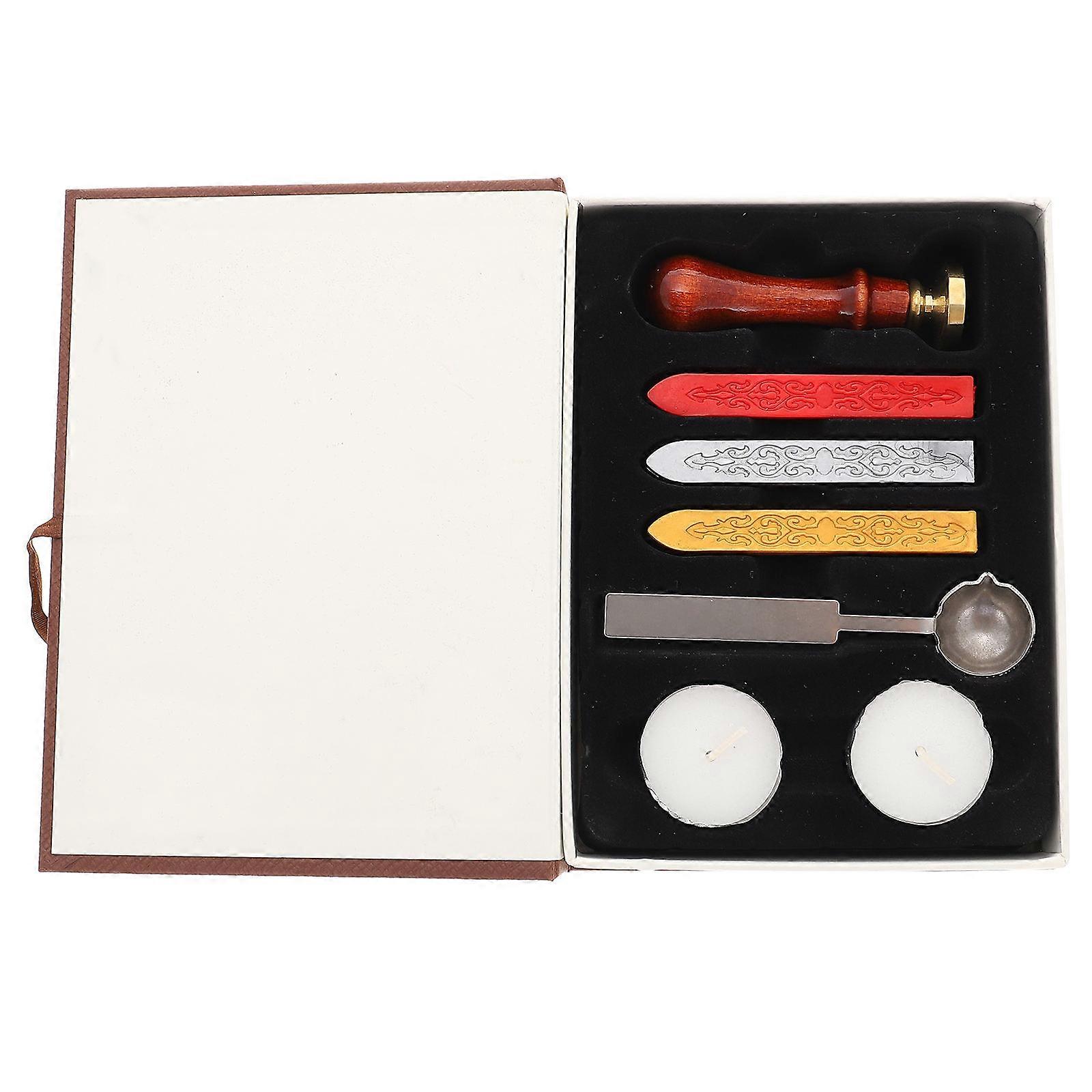 Sealing Wax Candle DIY Activity Wax Seal Stamp Kit Assorted Color Wooden Material Letter Design For Scrapbook Decor 1Set