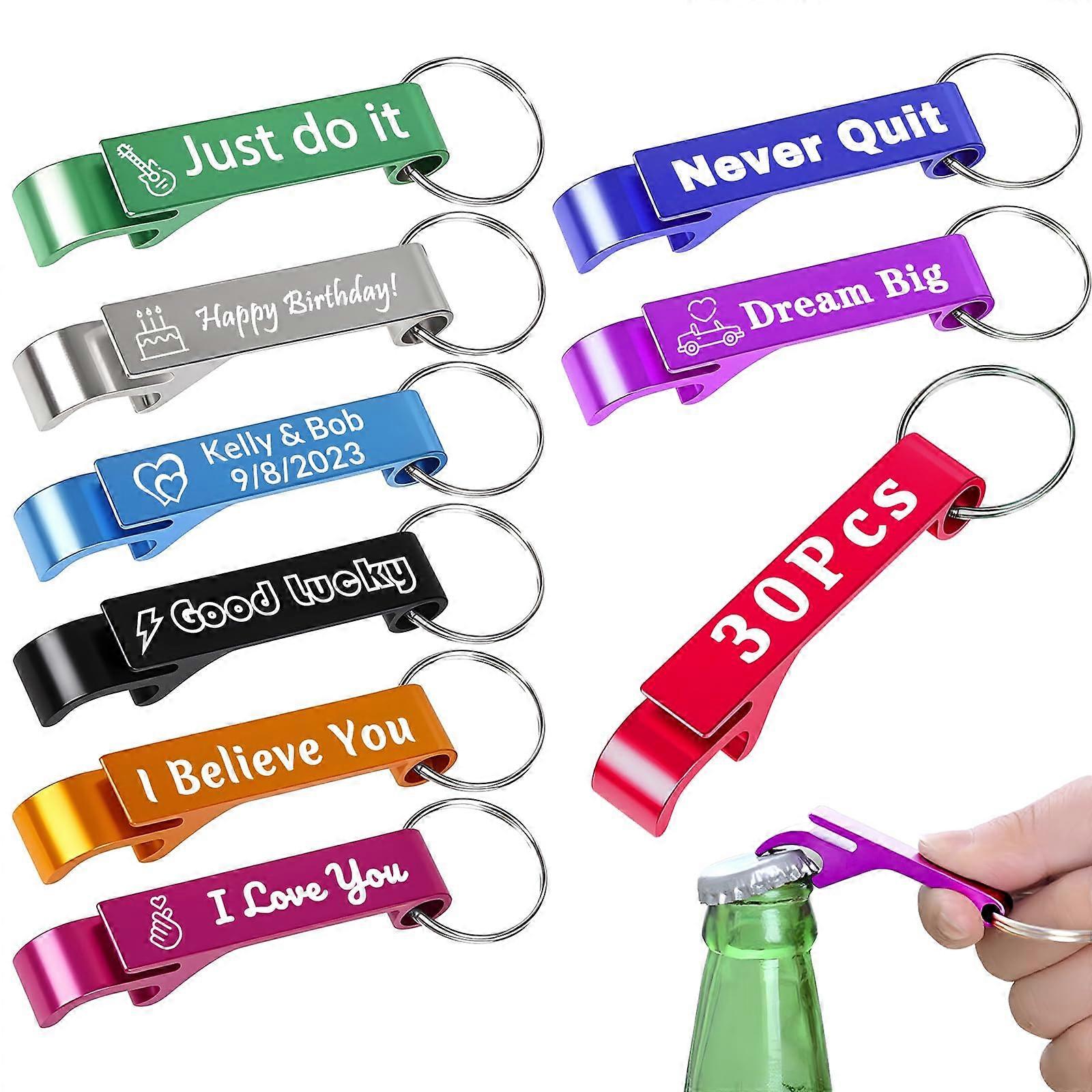 Bottle opener keychain, bottle opener Bulk with Individuals and text for Wedding Guest gift (30)
