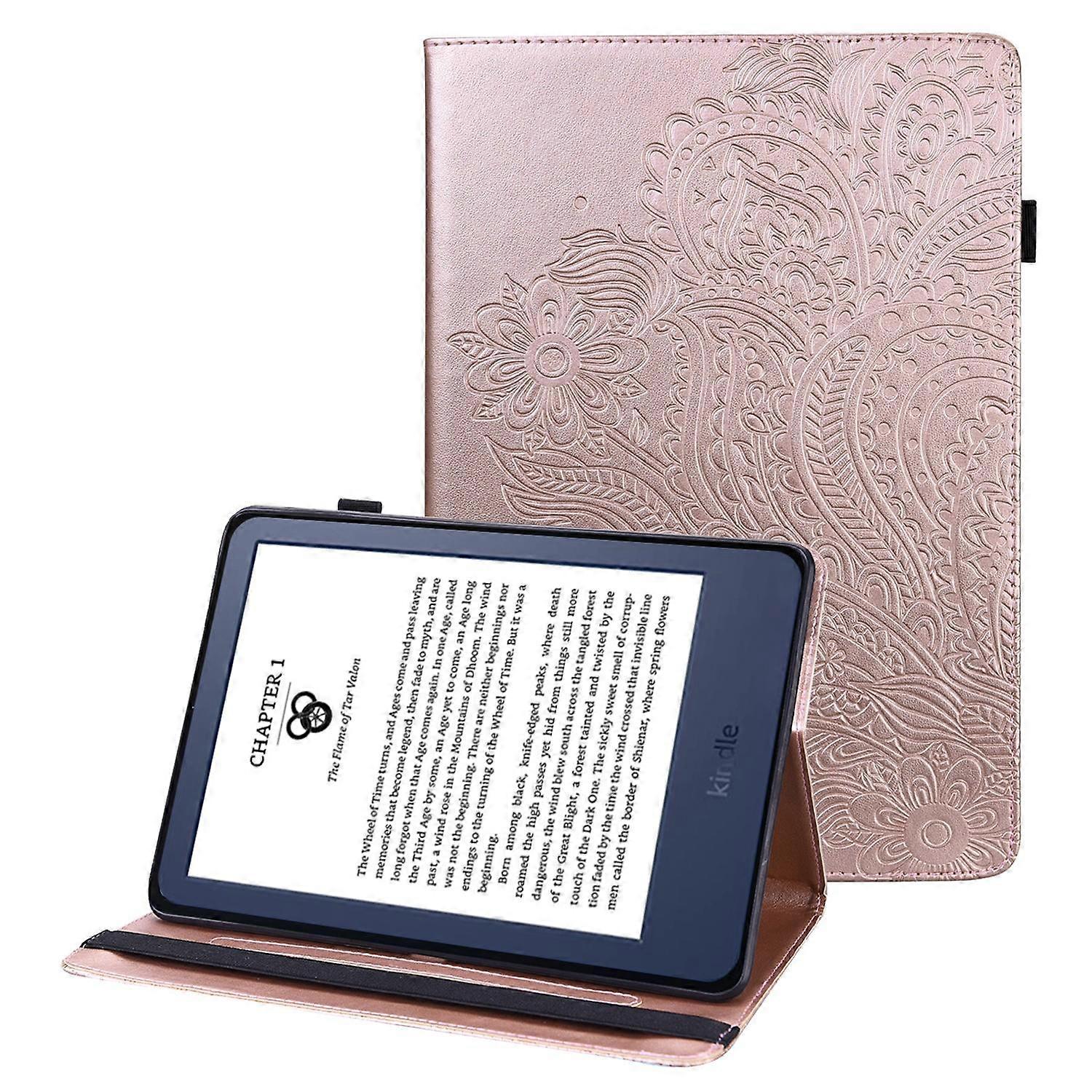 For Amazon Kindle Paperwhite 6 (2022) PU Leather E-Reader Case Pattern Imprinted Card Holder Stand C