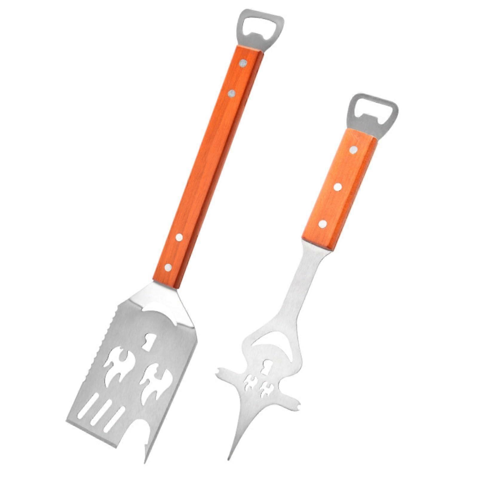 Grill Spatula Set, 7-In-1 Grilling Utensils With Wooden Handle, Stainless Steel