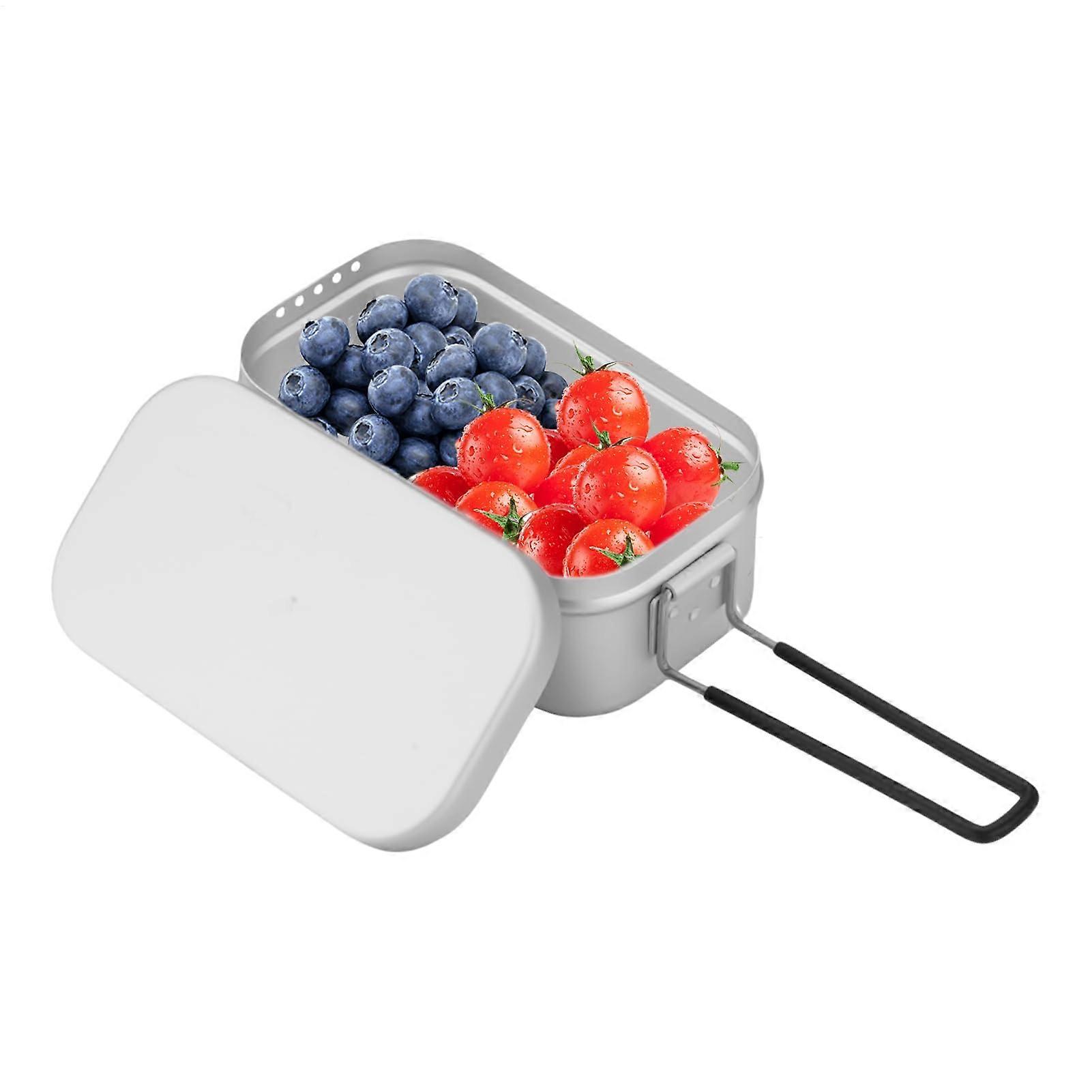 Lunchbox Light lunchbox for outdoor use, aluminum, foldable handle, food container, lightweight camping gear for outdoor, hiking and picnics 800 ml
