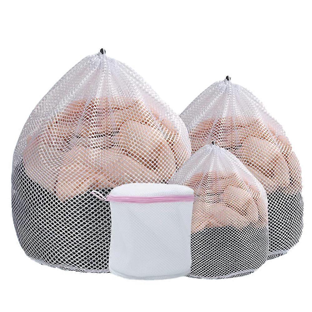 Paquet de 4 sacs à linge en maille Sacs à cordon robustes, contient 4 tailles, sacs de rangement lavables en machine