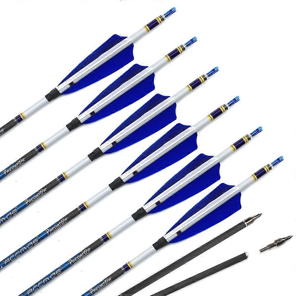 Pack of 6 Hunting Arrows Spine 250 300 350 400 500 600 700 800 ID 6.2 mm