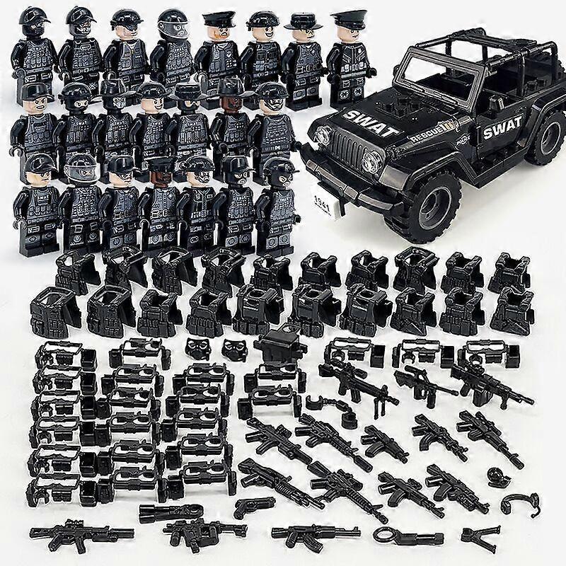 1 set of black man building block model set city police model building block set children's toys new