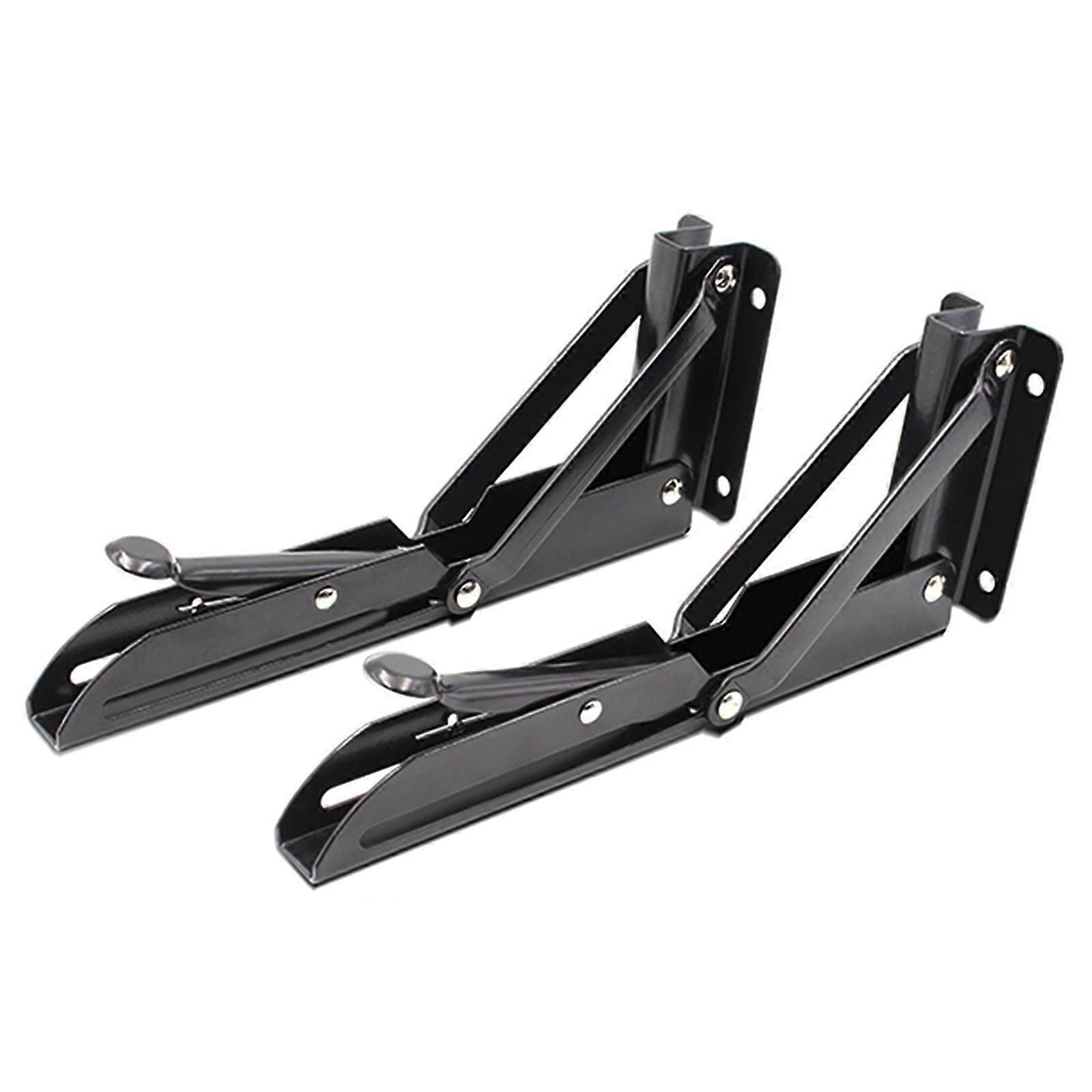 Innovative Space Saving Folding Shelf Brackets, Heavy Duty Metal Collapsible Shelf Bracket For Diy Wall Mounted Projects (Black, 10 Inch)
