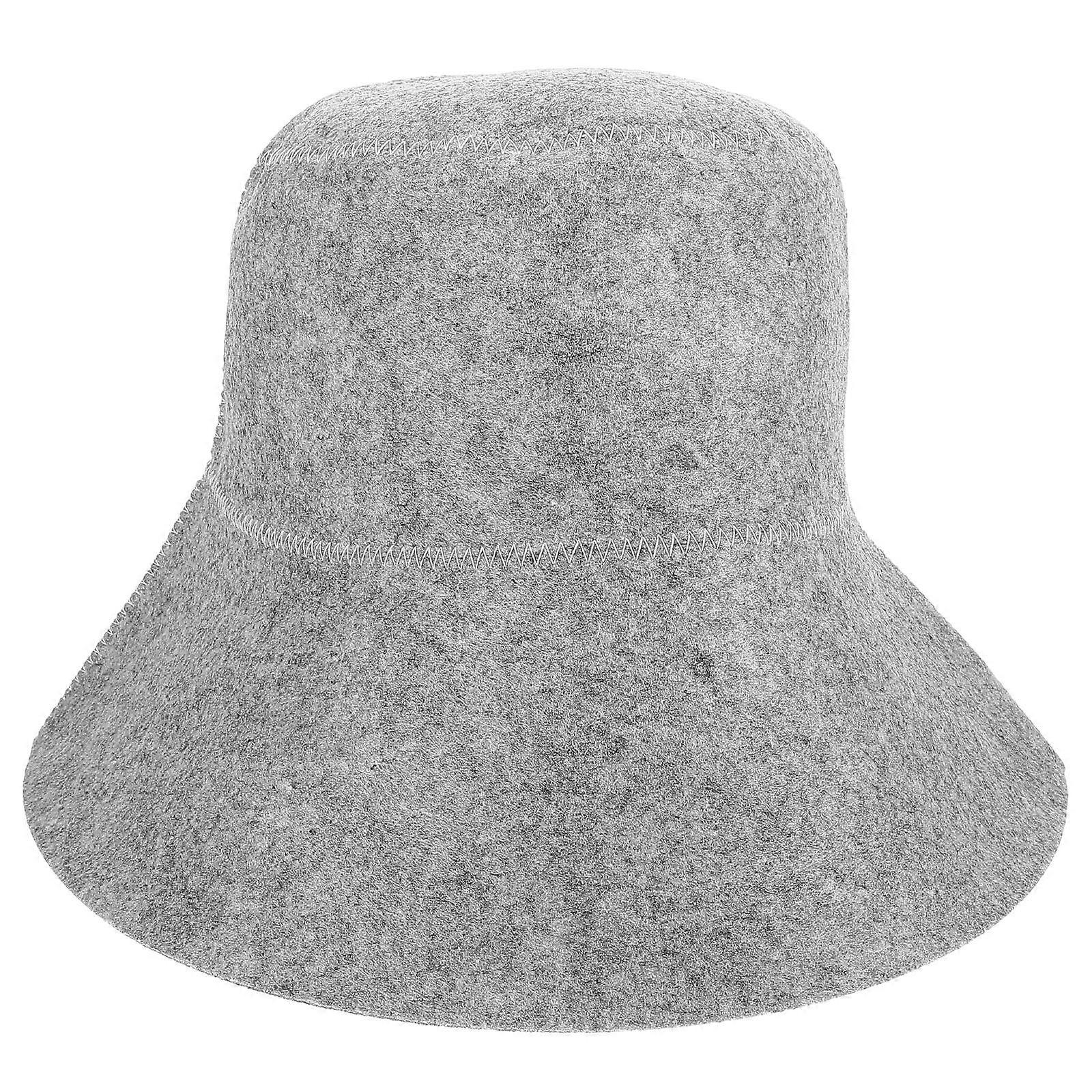 Sauna Hat Felt Sauna Cap Protector Dark Grey Diameter 15.5cm Height 19cm Water Absorbent Breathable 1Pcs