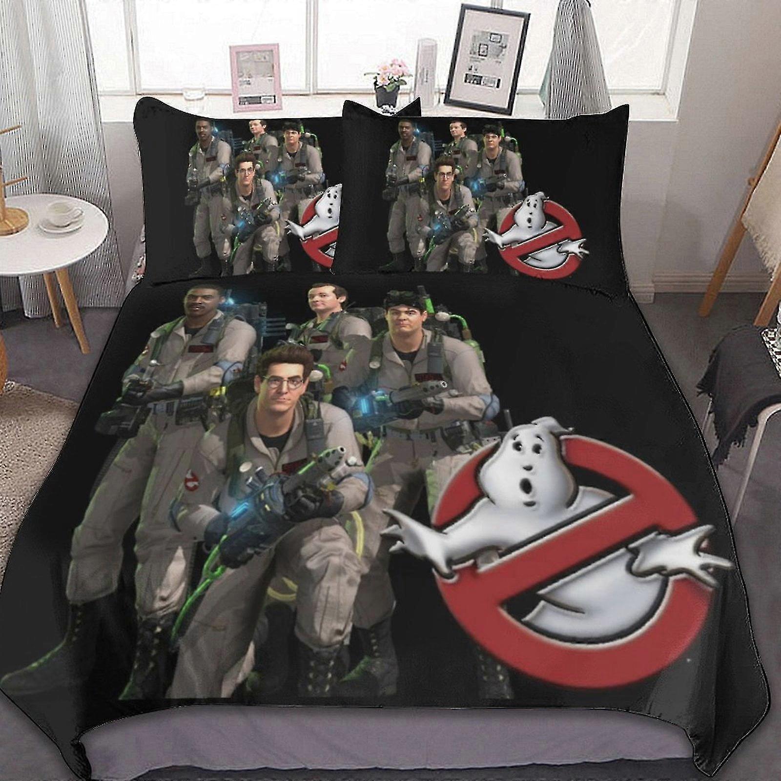 Conjunto de Cama Temático Ghostbusters de 3 Peças - Edredom Macio com 1 Capa de Edredom e 2 Fronhas para Presentes no Quarto
