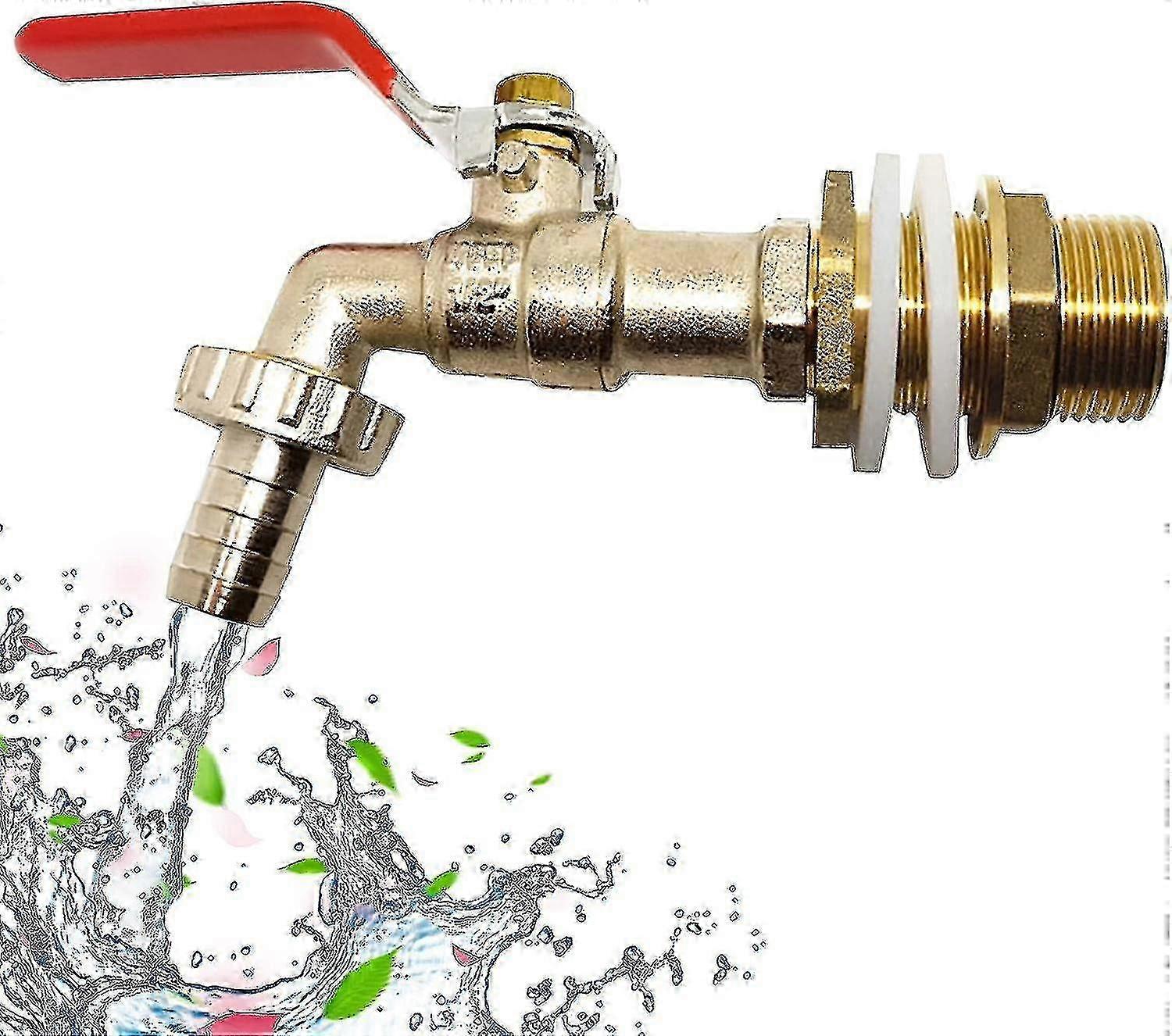 1000L Tankhahn, Regenwassersammelhahn 1/2 (13mm) Tankadapter, Messinghahn für IBC (1Stück)