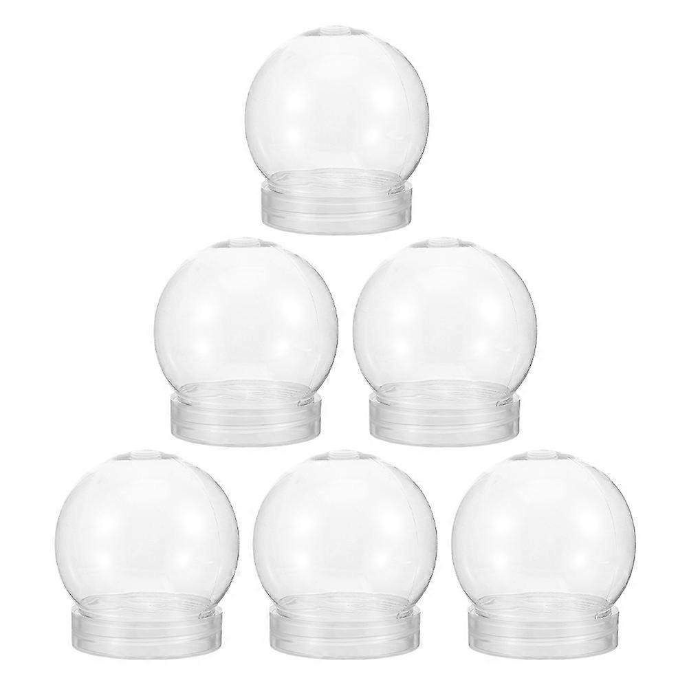 Empty Diy Water Globes Round Shape Clear Transparent Diy Craft 6Pcs