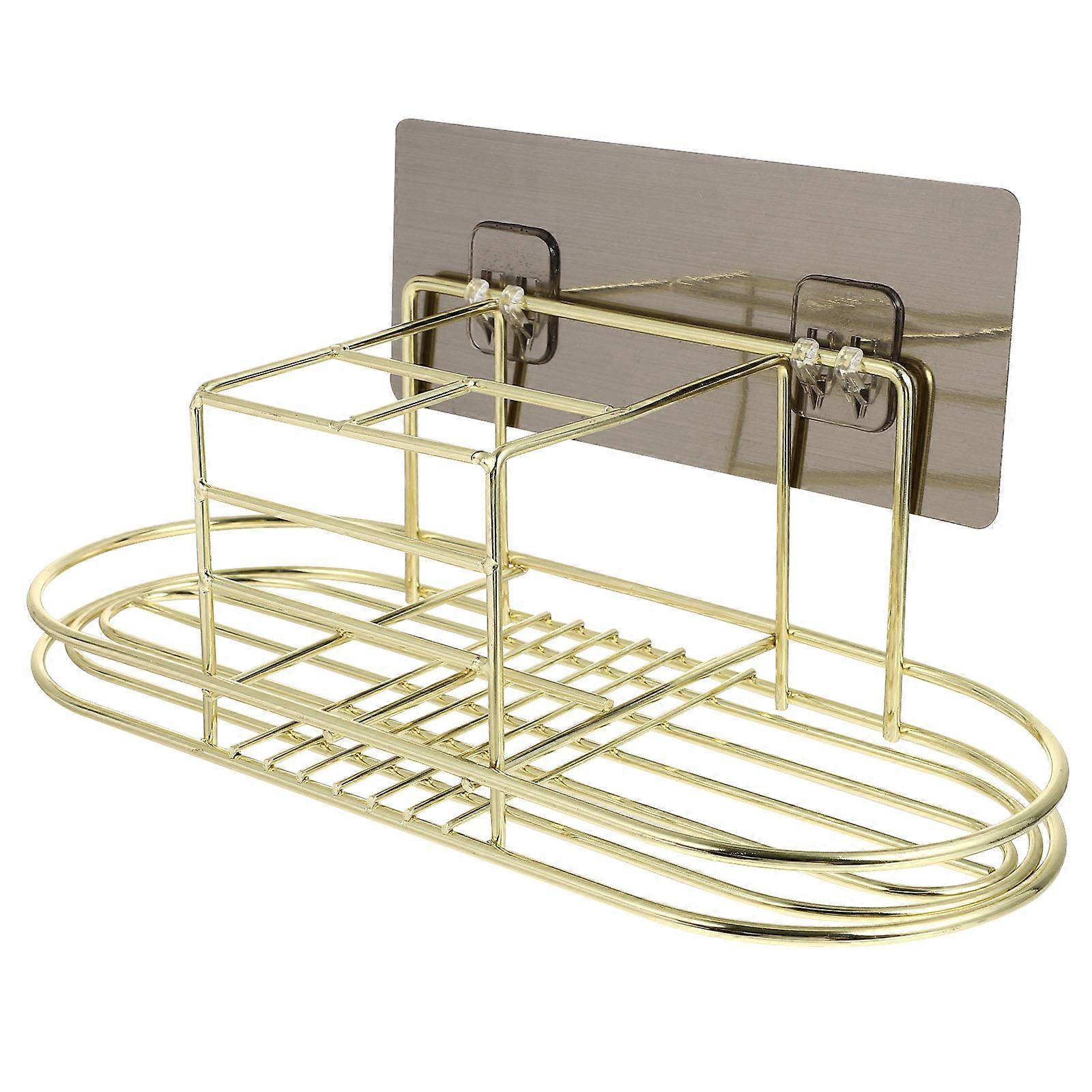 Golden Stainless Steel Toothbrush and Toothpaste Holder for Storage with Quick Drying and Water