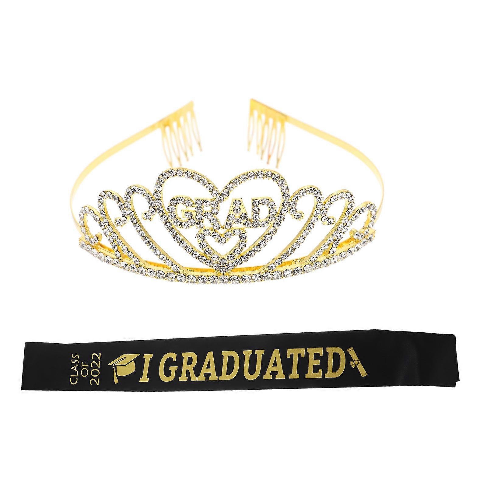 Graduation Sash and Tiara Set for Crown, Accessories for Celebrations, Parties, Photos, and Festive Occasions