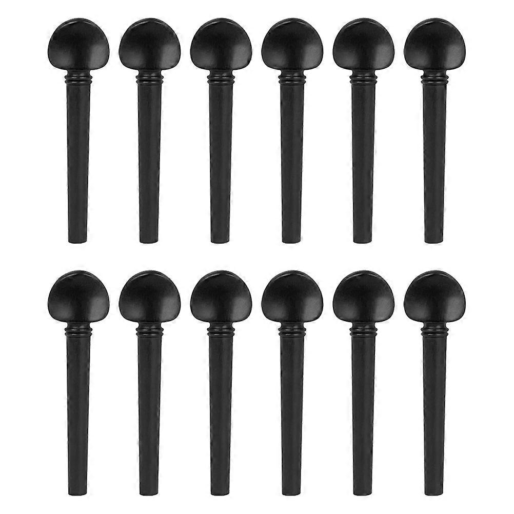 12pcs Tuning Pegs with Fish Eye Inlay, Durable Ebony Replacement for Musical Instrument Maintenance and String Tension Control