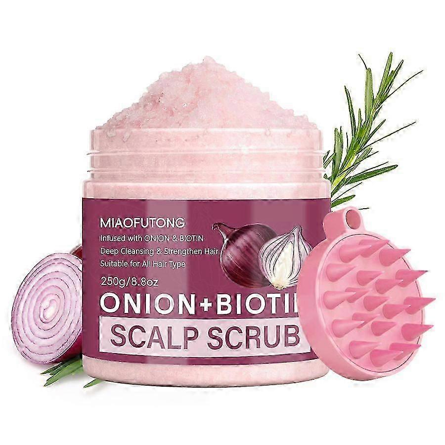 Scalp Scrub, Onion Scalp Exfoliator Shampoo, 2-in-1 Scalp Treatment with Biotin, Hair Treatment to Clarify and Remove Build Up, 250ML