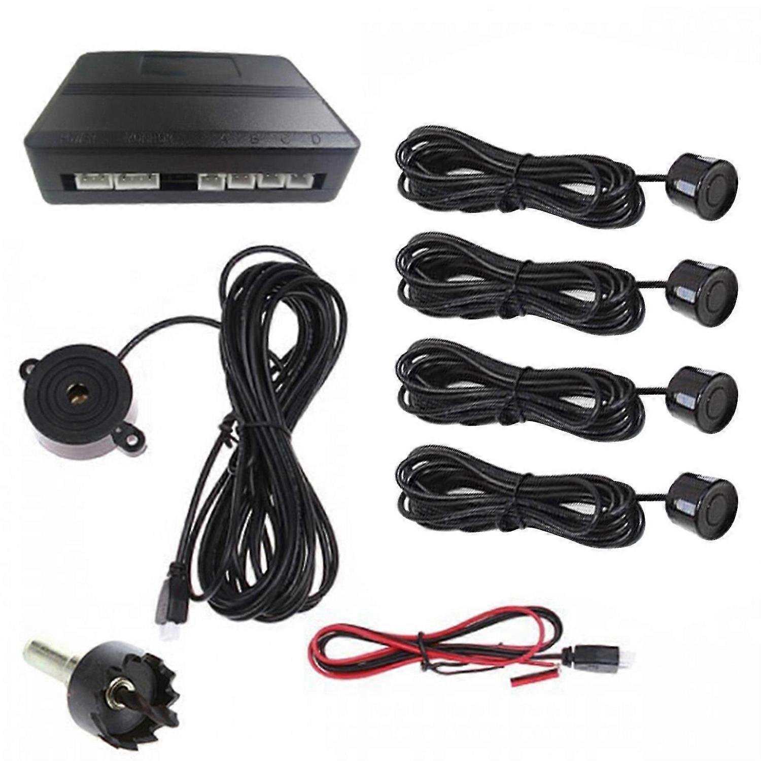 Car Reverse Parking Radar System Car Parking Reverse Backup Radar Sound Alert Backing Radar with 4 Parking Sensors