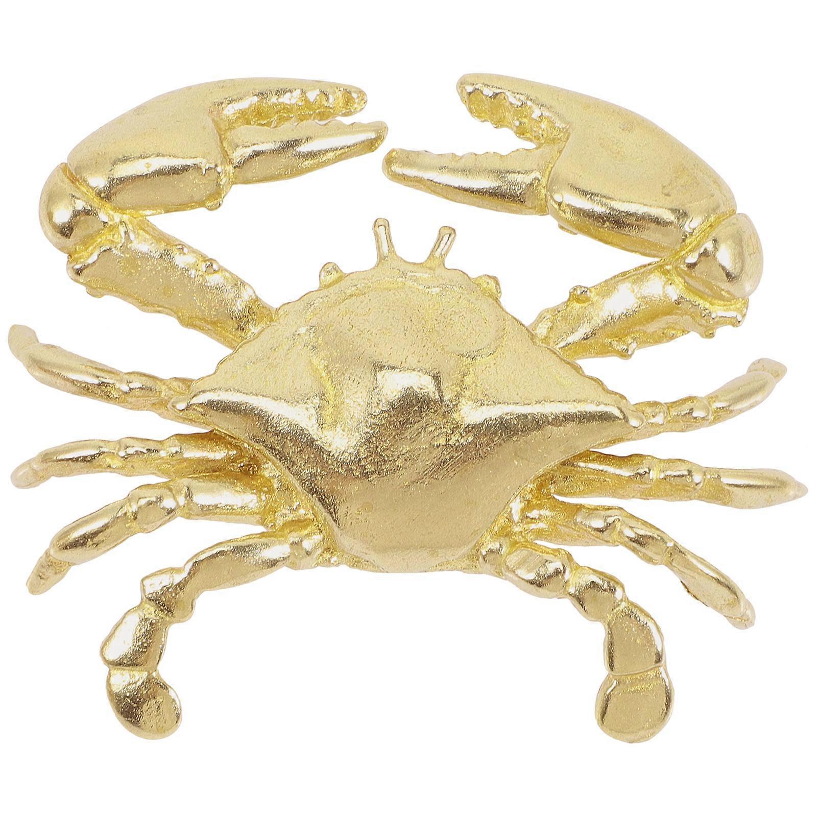 Crab Shaped Decor Brass Decorative Objects Golden 4.5x3.6cm Desktop Decoration 1Pack