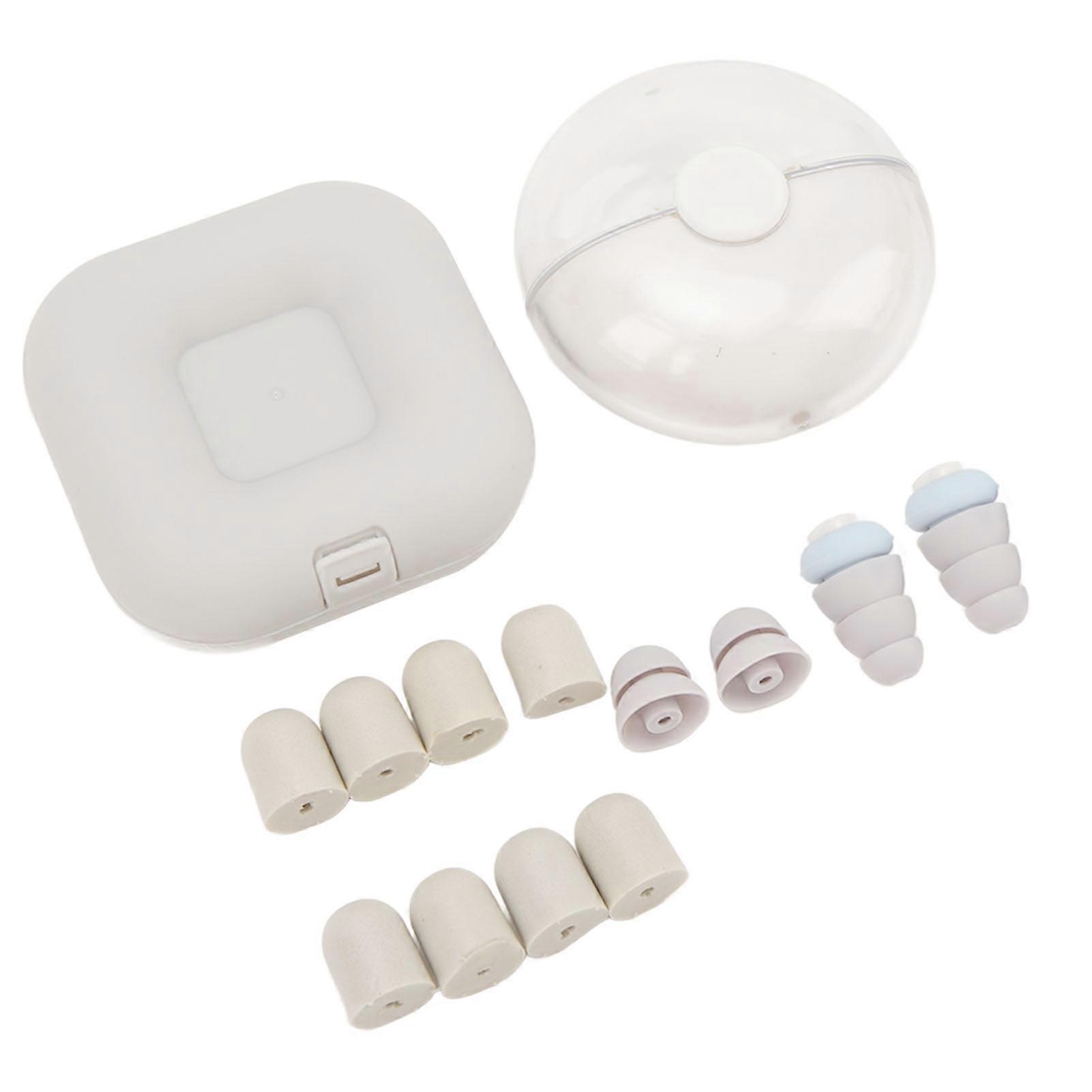 1 Pair Sleeping Ear Plugs 3 Layer Sound Insulation Soft Earplugs with 10 Replacement Tips for Sleep Study Light Blue