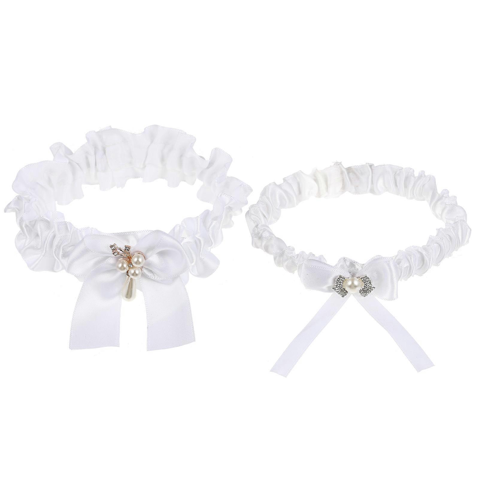 Elegant Bridal Wedding Leg Garter Classic White Bowknot Design with Comfortable Elastic Bands Universal Fit for All Dress Styles