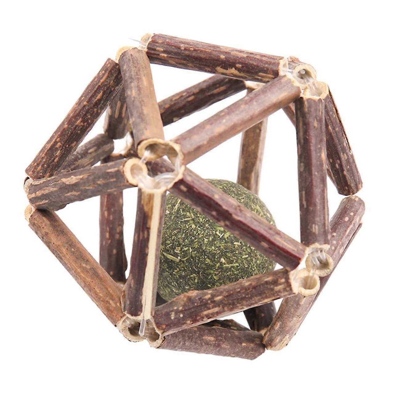 Cat Chew Toy for Indoor Kittens – Wooden Molar Bite Play Toy for Pet Cats, Brown, 1 Piece