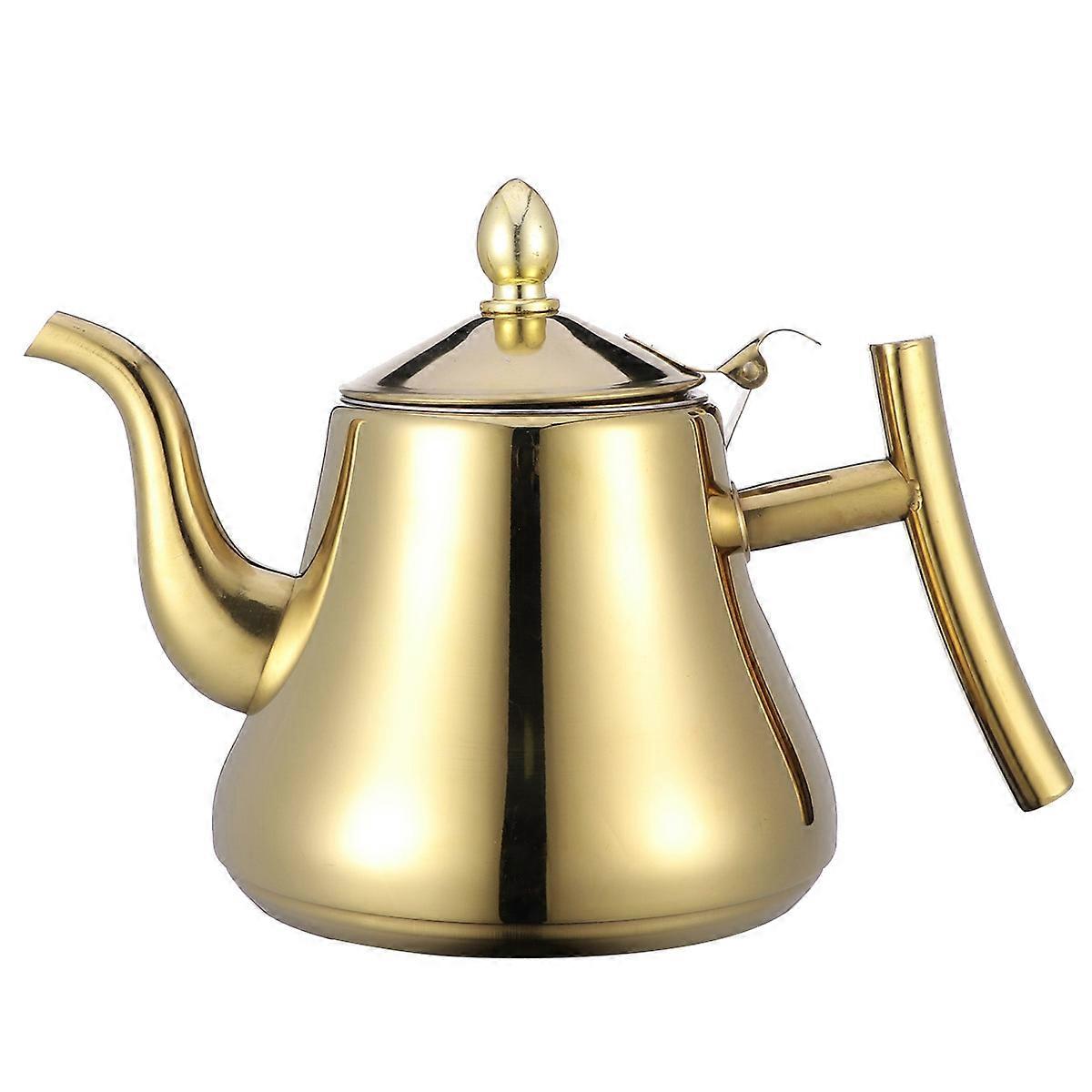 Stainless Steel Teapot with Inner Strainer for Home & Restaurant Use – Glossy Finish, Golden Color for Stylish Tea & Serving