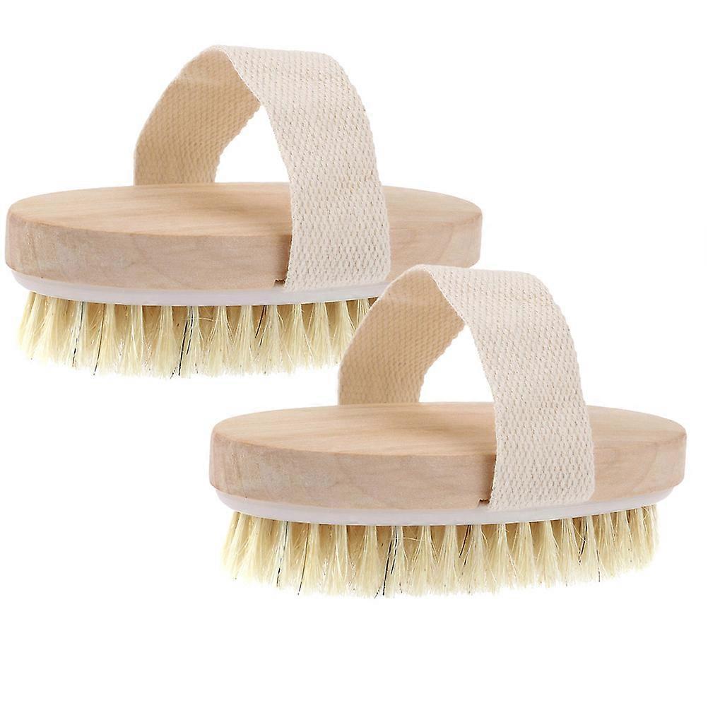 Shower Brush for Men Wooden Bath Bristle Brush Improves Lymphatic Function SPA Rectangular 12*7cm 2Pcs