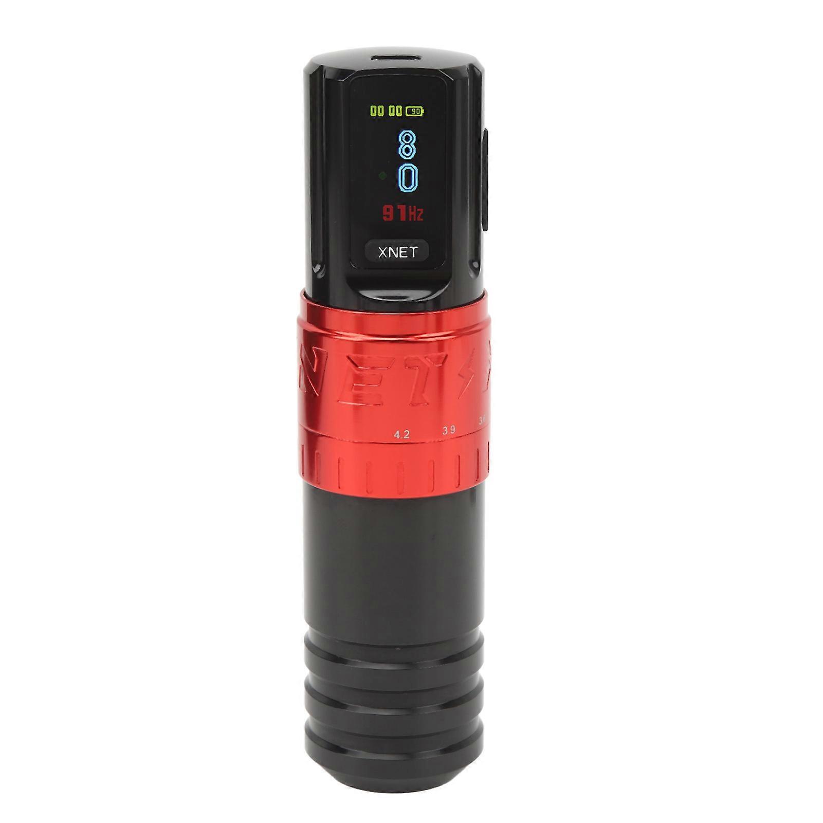 Rotary Tattoo Pen Machine Kit 2 In 1 Wireless LCD Tattoo Pen 2400mAh Double Battery RCA Interfance Adapter Cartridge Kit Red