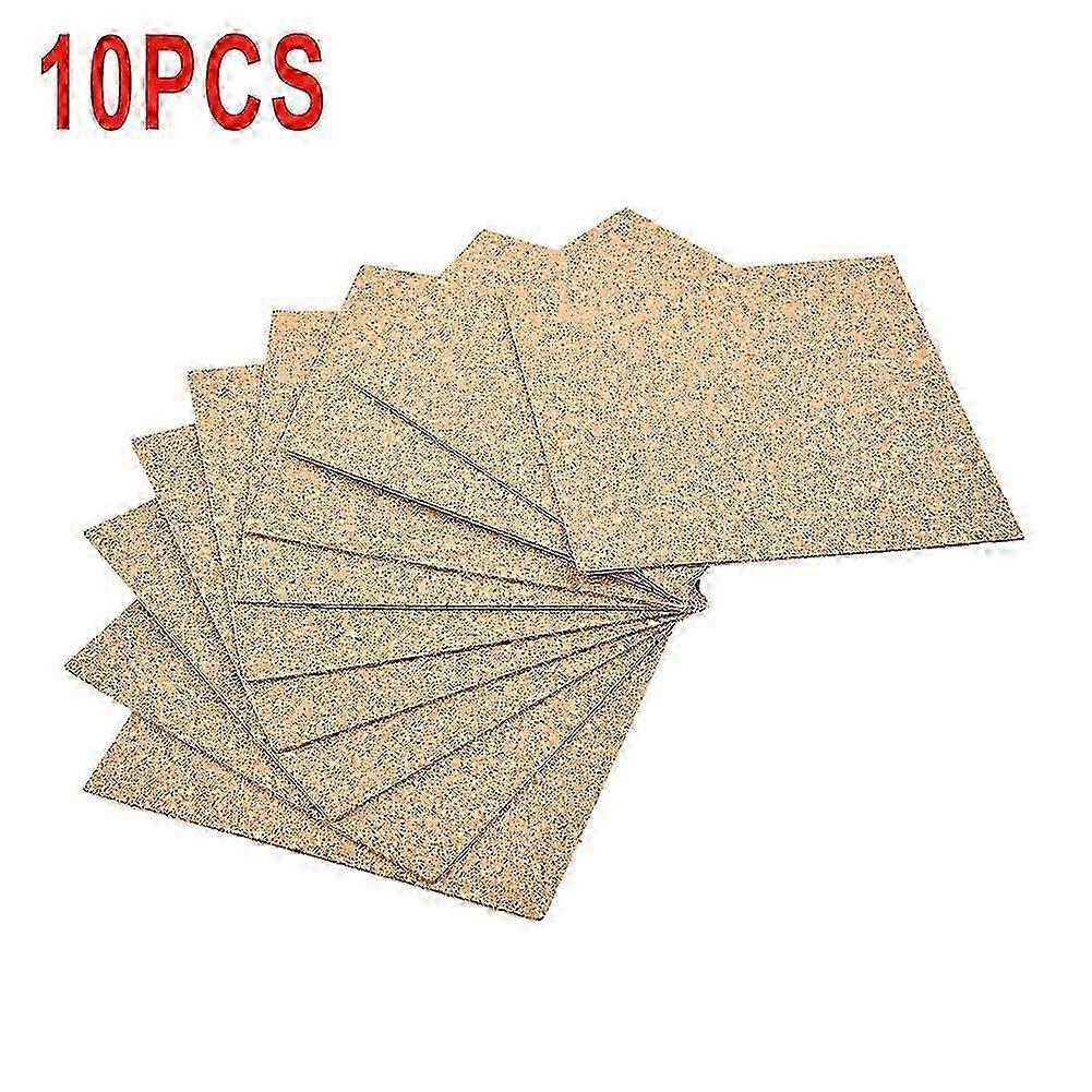 Durable Practical Cork Mat Set of 10 Self-adhesive Square Coasters 100 X 100 X 1mm