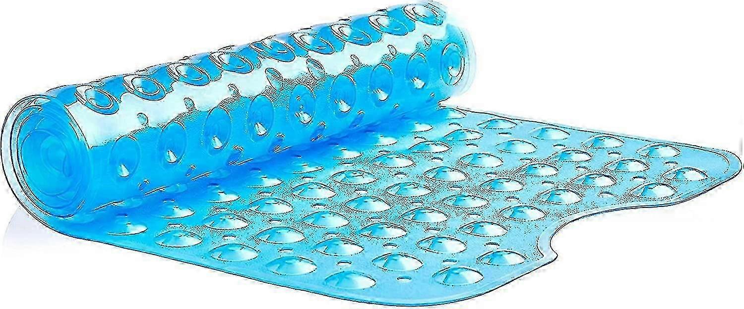 Non-slip Extra Long Bath Mat With Suction Cups, 100x40cm/40x16in Bathtub Mats, Anti-mildew, Machine Washable, Latex-free (white)