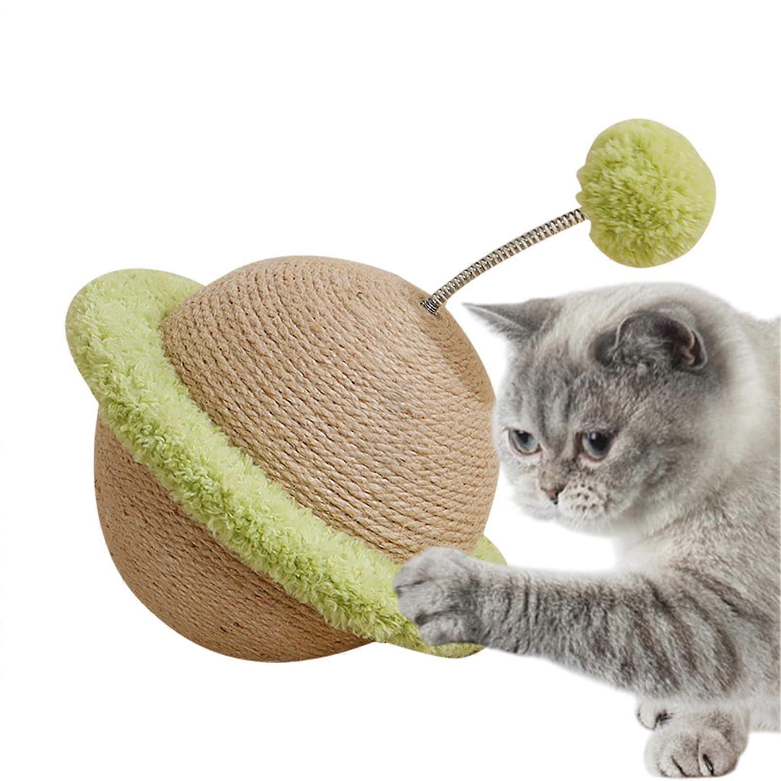 Sisal Scratch Ball Cat Scratching Toy With Ball Teaser Furniture Protector For Kitten And Puppy Pets