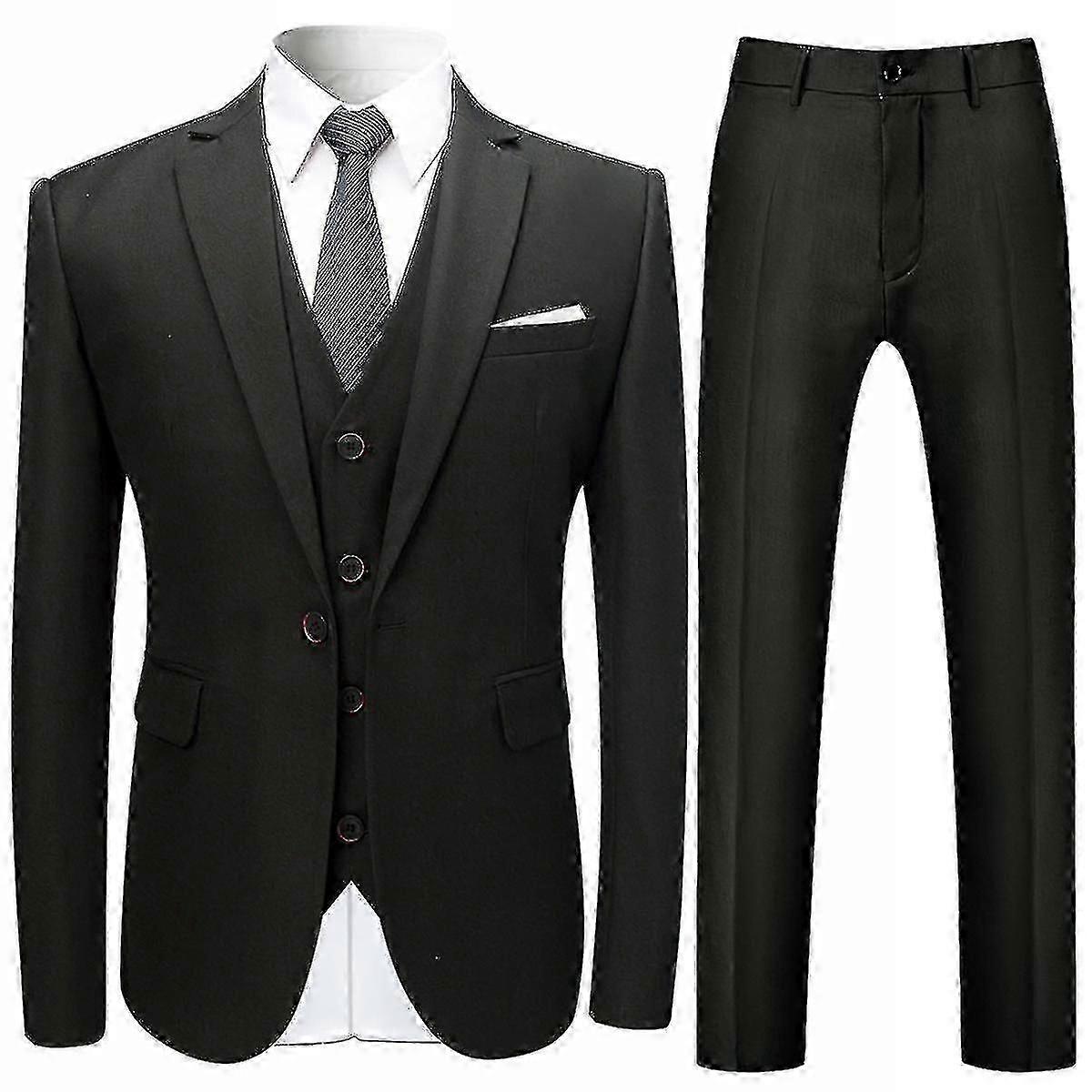 Mens Suits 3-pieces Suits Slim Four Seasons Suit Jacket&pants&vest 12 Colors