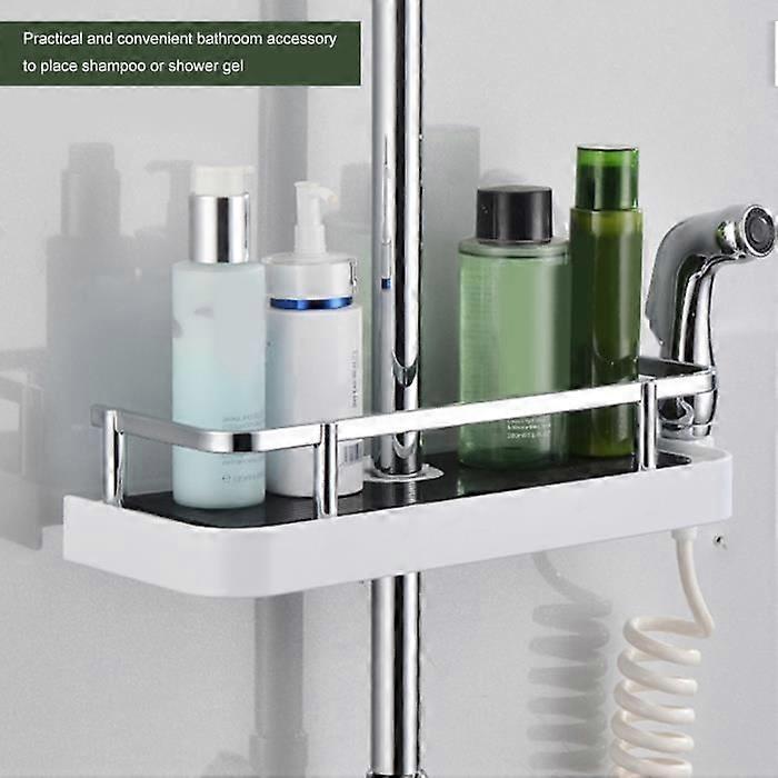 Hanging Shower Shelf - White - Abs - Chrome