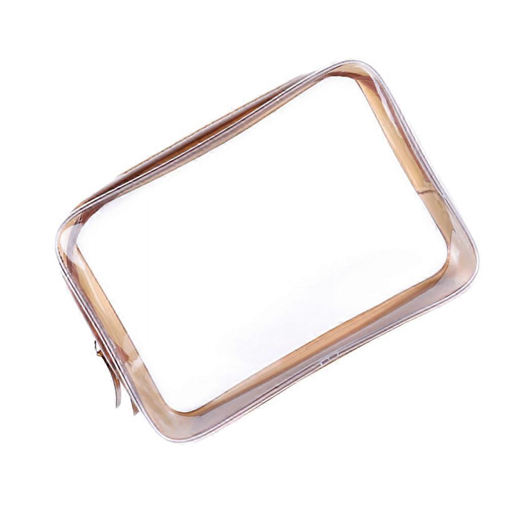 Portable PVC Storage Bag for Travel Use Coffee Color 20x6.5x13.5cm