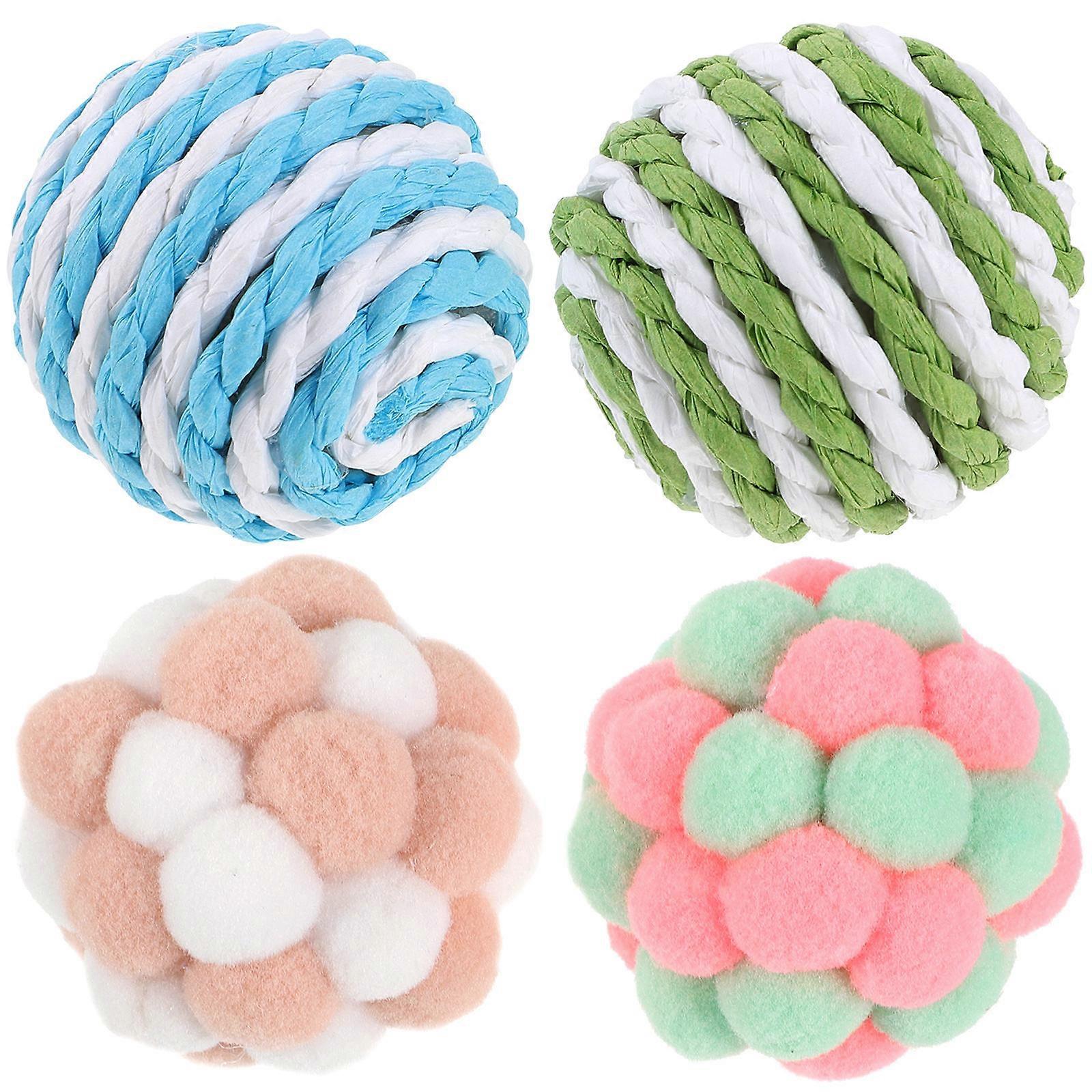 Cat Toy Balls Sisal Interactive Training Playing Home Use 1Set 4.5x4.5cm