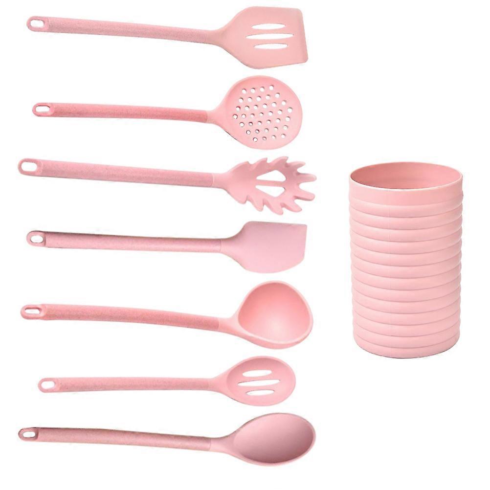 Silicone Kitchen Utensil Set with Wooden Handles, Heat Resistant Cooking Tools for Stir Frying and Braising, Easy to Clean, Compatible with Induction