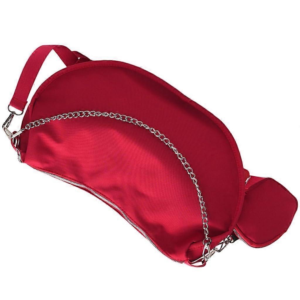 Trendy nylon crossbody bag, casual dumpling bag, forearm wallet for fashionable teens, shoulder handbag with adjustable strap in red.