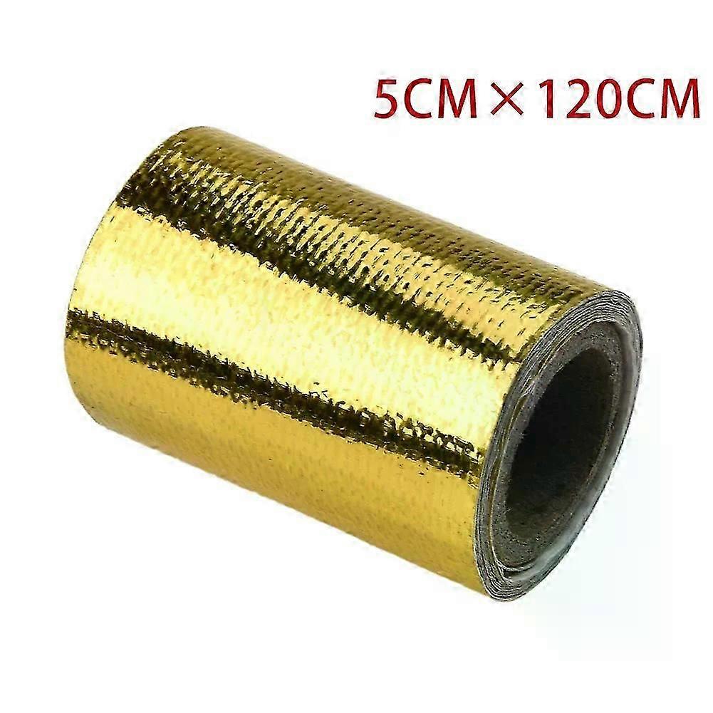 1 Roll Fiberglass Heat Reflective Tape Gold High Temperature Heat And Sound Shield Wrap Roll Adhesive New Car Accessories