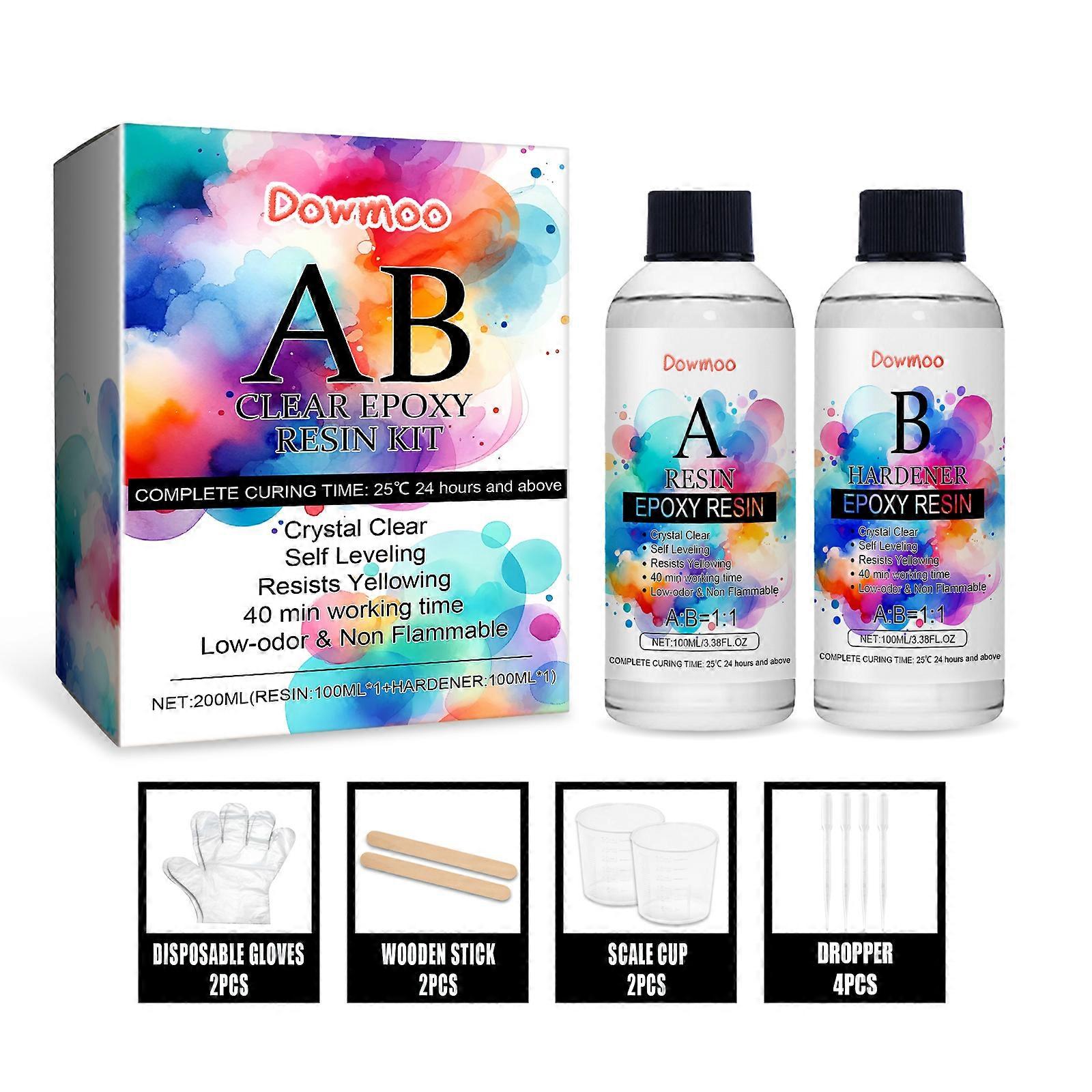 Dowmoo DIY Epoxy Resin Art Kit - High Transparent Yellowing Resistant AB Glue for Handmade Crystal Crafts