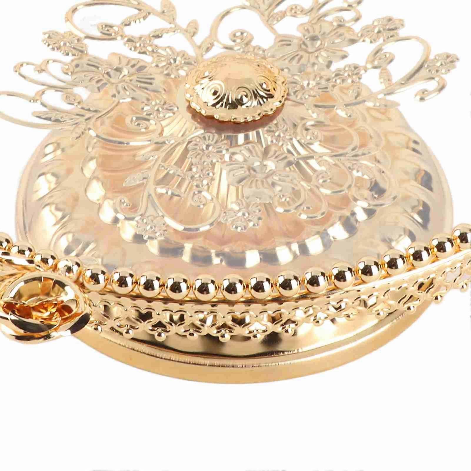 Gold Glass Fruit Tray Handcraft Multipurpose Candy Plate with Alloy Base Alloy Base for Display Flowers