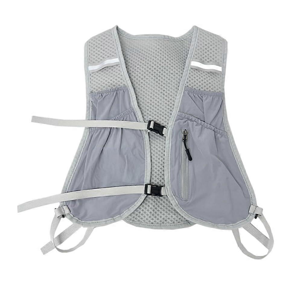 Reflective Chest Bag with Multiple Pockets, Lightweight Storage Vest for Cycling, Running, Grey Backpack Style