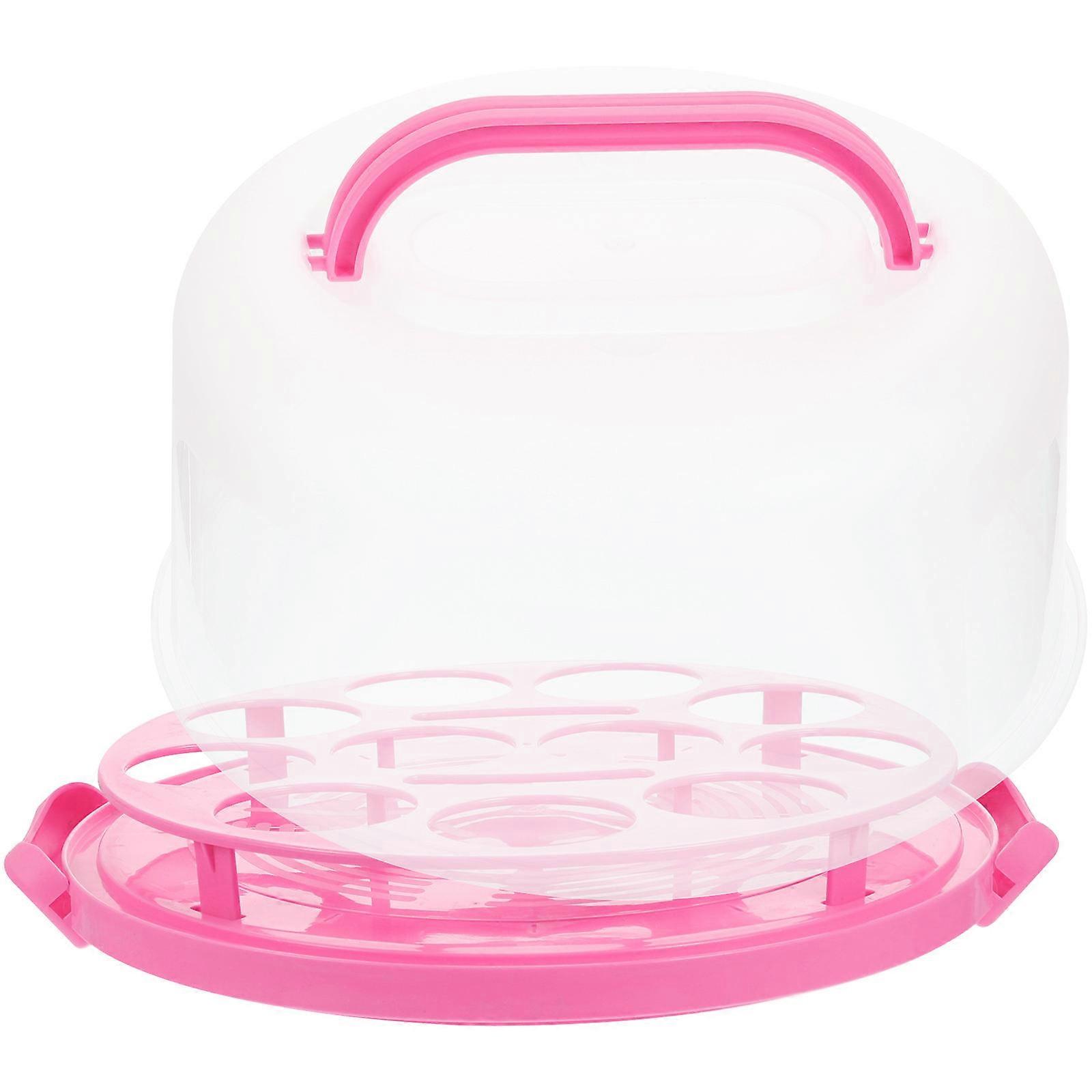 Pink Reusable Cake Box with Lid and Handle for Storage Use Made of PP 7.87x7.87x3.94 Inches