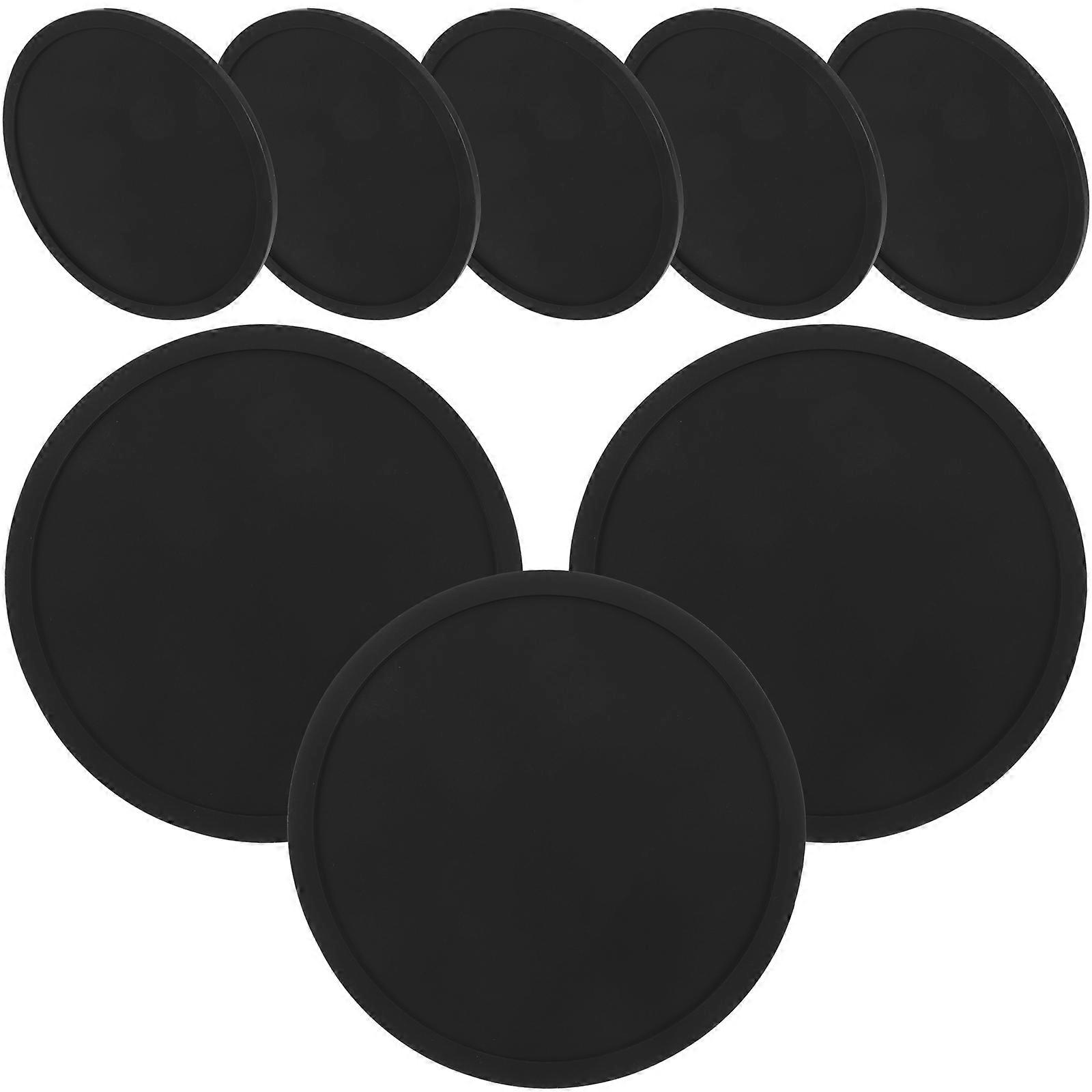 Black Silicone Coasters for Home Use AntiSlip and Heat Proof Tumbler Pads Protect Tabletop 8pcs