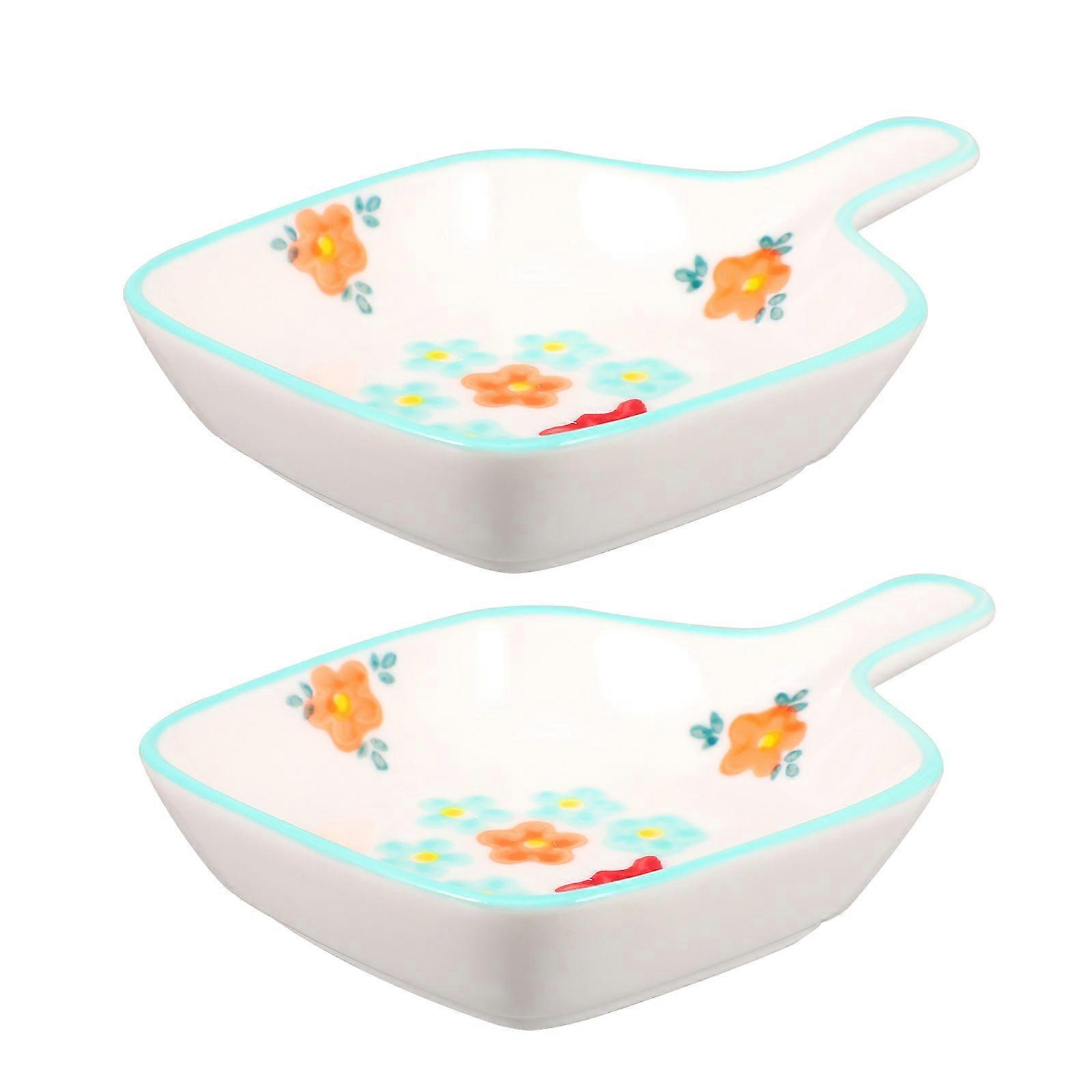 Food Sauce Dish 2Pack Ceramic Saucer For Dining Home Moving Shape Delicate Design Smooth Surface Technology